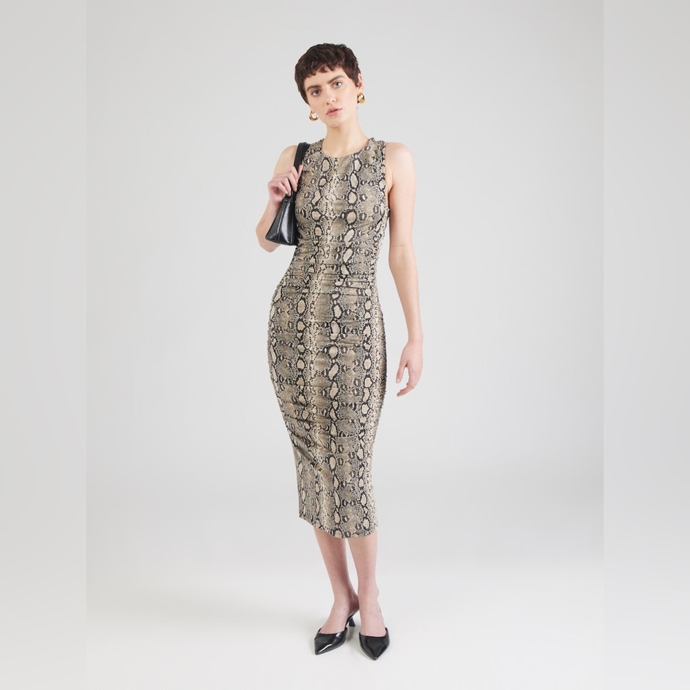 MICHAEL KORS SNAKE PRINT SLEEVELESS MIDI DRESS